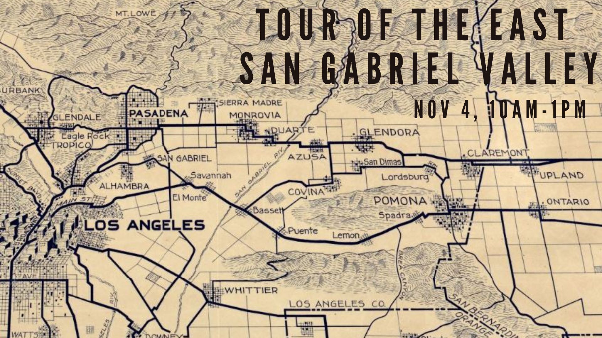Map showing the tour of east san gabriel valley
