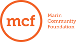 MCF inside a circle and on the right it says "Marin Community Foundation" all in orange.